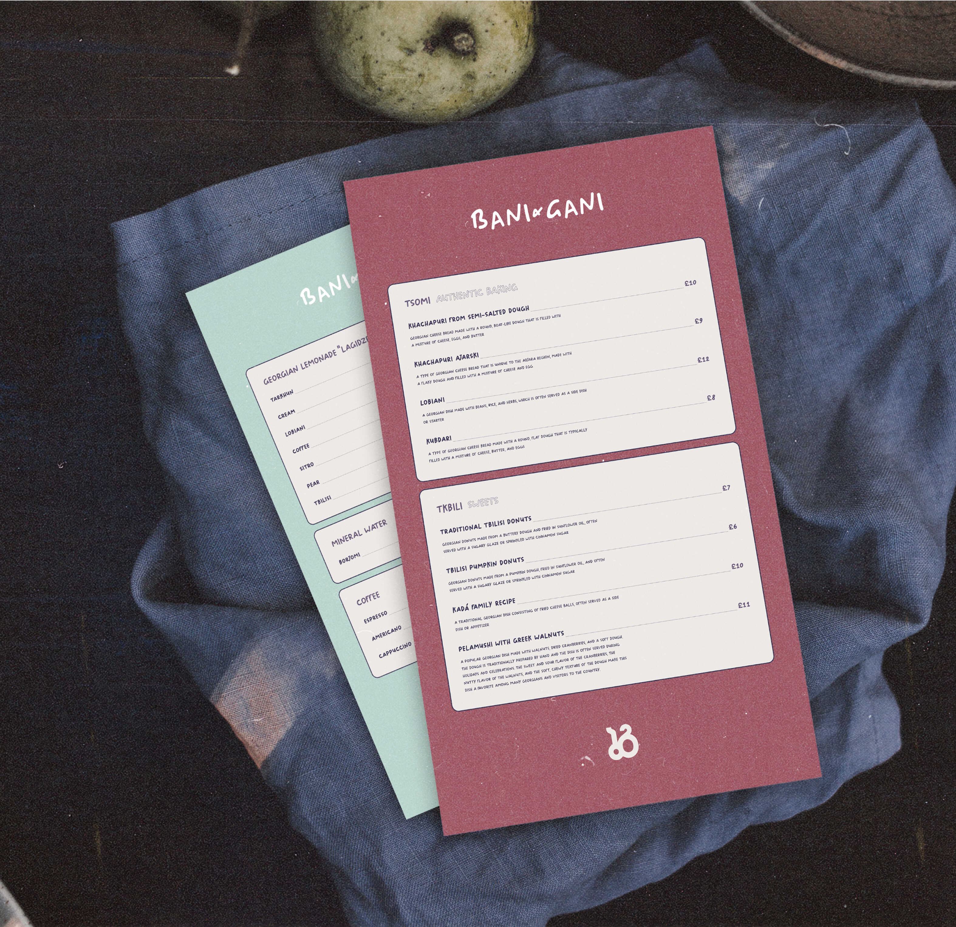 Bani-Gani menu